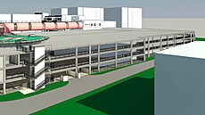 T�ípodla�ní parkovací d�m s heliportem na st�e�e p�ipravuje ve svém areálu...