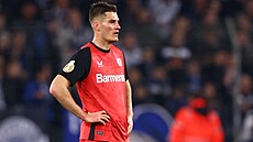 eský útoník Patrik Schick z Leverkusenu v semifinálovém utkání Nmeckého...