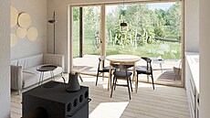 Vizualizace: Interiér je minimalistický, inspirovaný skandinávským designem.