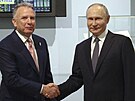 Ruský prezident Vladimir Putin si podává ruku se zvlátním vyslancem amerického...