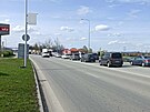 Kolona na vjezdu z eskch Budjovic (14. dubna 2025)