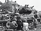 Dobov snmek z osvobozen Plzn v kvtnu 1945.