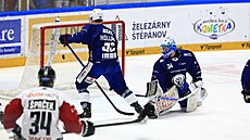 Obránce Rhett Holland a branká� Michal Postava u� v�dí, �e je zle. Sparta dává...