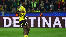 Serhou Guirassy z Dortmundu slaví sv�j gól.