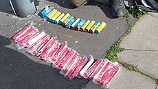 Nevybuchlá pyrotechnika p�ed �elezni�ním nádra�ím v Ostrav�, kde exploze...