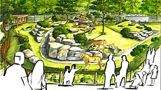 Vizualizace záchranného a chovného centra pro lvy ve zlínské zoo (duben 2025)