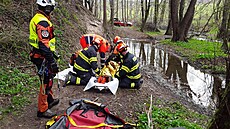 Zásah jednotek IZS u zran�né �eny v lese nedaleko Vy�kova. (13. dubna 2025)