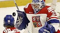 �eská branká�ka Klára Peslarová v semifinále s USA.