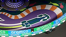 George Russell bhem tréninku v Didd.