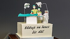 Pacient rok po úspné retransplantaci pinesl jako podkování dort pro...