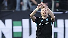 Plzeský útoník Pavel ulc slaví gól v pohárovém zápase s Bohemians.