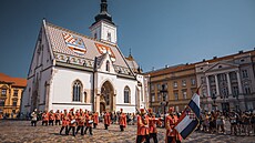 Kostel svatého Marka v Záh�ebu, s unikátní st�echou zdobenou erby a...