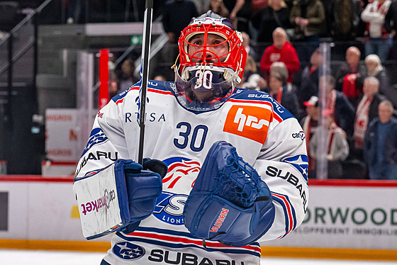 �imon Hrubec v barvách Curychu ve finále �výcarské ligy.