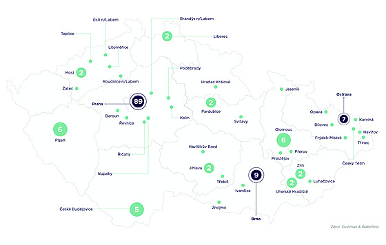 Mapa flexibilních kanceláří. (23. dubna 2025)