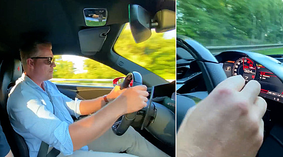 Filip Turek ve Ferrari p�i rychlosti 324 km/h.
