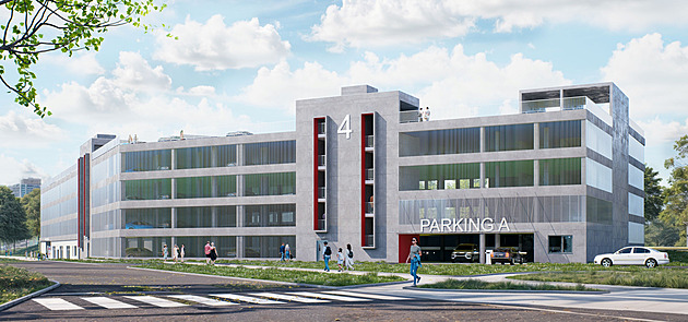 Vizualizace parkovacího domu v areálu Fakultní nemocnice Ostrava. (25. dubna...