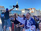 Fanouci brnnsk Komety se selo pi estm zpasu finlov srie na Zelnm...
