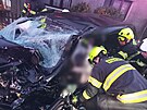 Hasii po nehod v Holohlavech vyprostili dva zrann z tho vozu. (22. dubna...