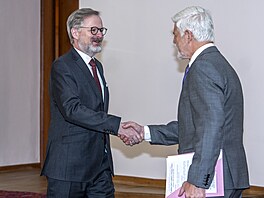 Przident Petr Pavel pijal na Ptraském hrad premiéra a pedsedu ODS Petra...