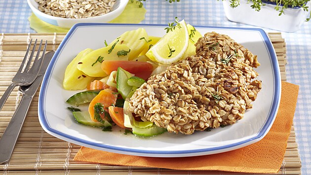 Vepový ízek v ovesných vlokách