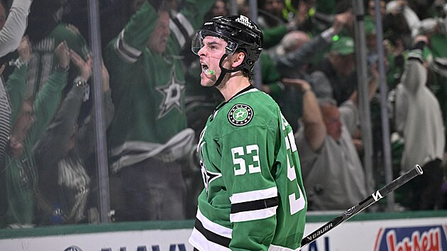 Wyatt Johnston se raduje z pesilovkov branky.