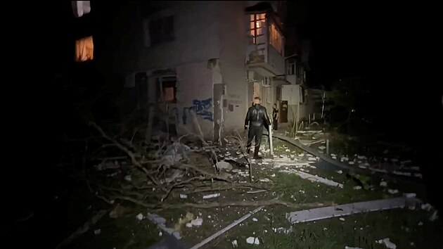 Rusko v noci provedlo dronový útok na Oděsu. (22. dubna 2025)