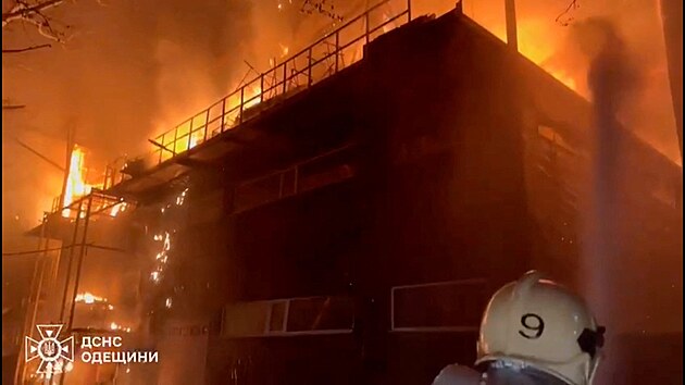 Rusko v noci provedlo dronový útok na Oděsu. (22. dubna 2025)