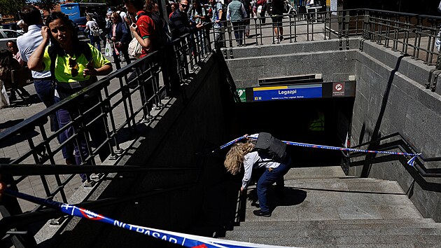 Stanice metra Legazpi v Madridu (28. dubna 2025)