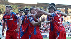 Fotbalisté Plzn se radují z vedoucí trefy proti Spart.