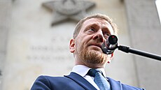 Saský premiér Michael Kretschmer se v saském Torgau zú�astnil p�ipomínkové...