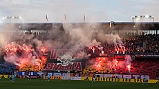 Fanou�ci Sparty b�hem semifinále Mol Cupu proti Plzni