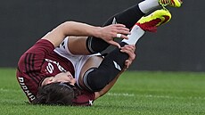 Veljko Birman�evi� ze Sparty b�hem semifinále Mol Cupu proti Plzni