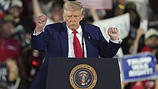Americký prezident Donald Trump na mítinku s volii ve stát Michigan chválil...