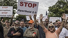 Demonstrace jihoafrických Afrikánc na podporu svých práv a amerického...