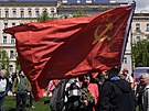 Na Klárov� u stanice Malostranská je akce �eských komunist� k osmdesátému...