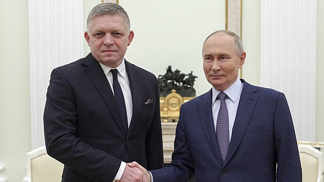 Rusk� prezident Vladimir Putin v�t� v Kremlu slovensk�ho premi�ra Roberta Fica (22. prosince 2024)