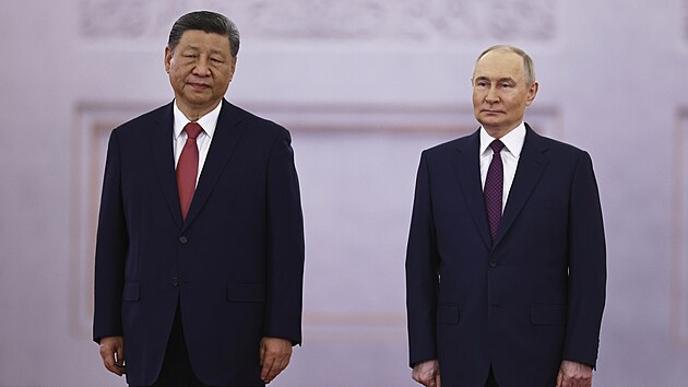 Prezidenti ��ny a Ruska Si �in-pching a Vladimir Putin na sch�zce v Kremlu (8. kv�tna 2025)