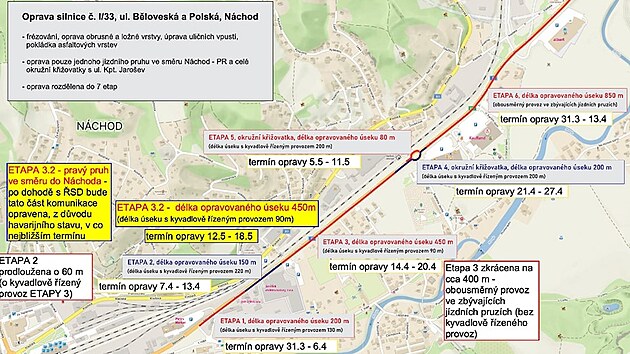 Harmonogram oprav na silnici I/33 v Nchod