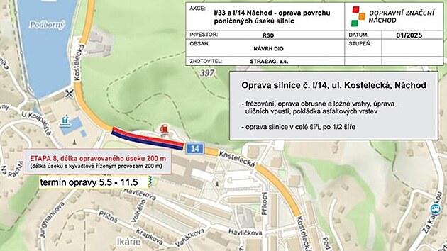 Harmonogram oprav na silnici I/14 v Nchod