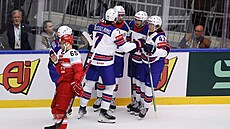 Americká gólová radost v utkání s Dánskem.