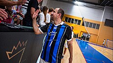 Luká Reetár bhem svého rozlukového zápasu na závr bohaté hráské kariéry....