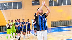 Luká� Re�etár b�hem svého rozlu�kového zápasu na záv�r bohaté hrá�ské kariéry....