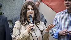 Pedsedkyn SOCDEM Jana Maláová pi oslavách 1. máje na praském Steleckém...