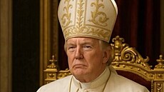 Americký prezident Donald Trump obleený jako pape. (3. kvtna 2025)