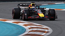 Max Verstappen bhem kvalifikace na Velkou cenu Miami.