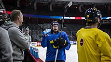 Mika Zibanejad na �védském tréninku p�ed startem domácího mistrovství sv�ta.