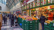 Stánek s ovocem a zeleninou v britském Newcastlu --upon-Tyne (9. února 2025)