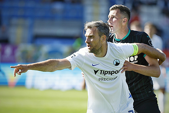 Liberecký kapitán Michael Rabuic bhem utkání s Bohemians.