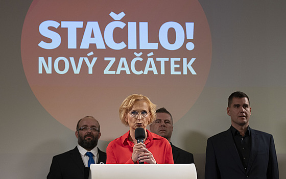 Pedsedkyn KSM Kateina Konená na tiskové konferenci hnutí Stailo!. (16....