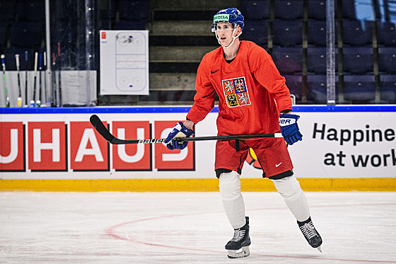 eský útoník Martin Neas na tréninku hokejové reprezentace bhem MS v Herningu